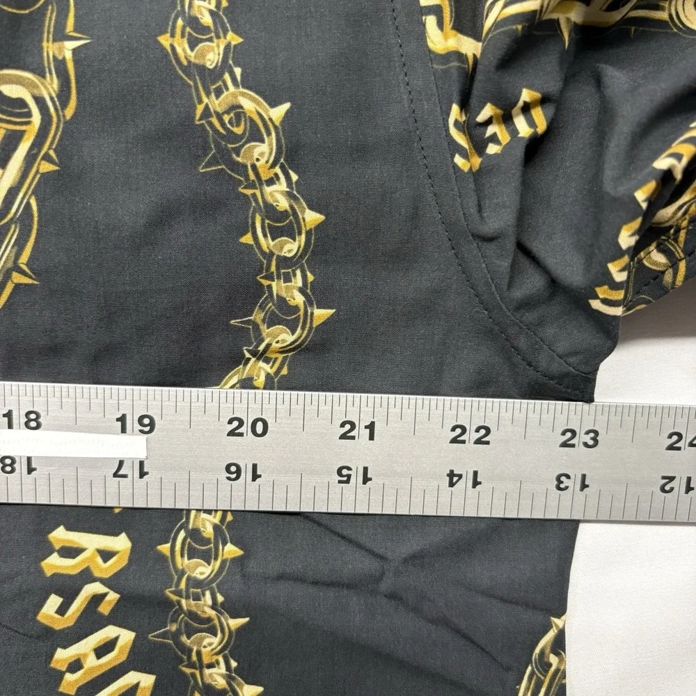 Versace Jeans Couture Long Sleeve Shirt‎ Mens XL 46US Chain Logo Black Gold NWT